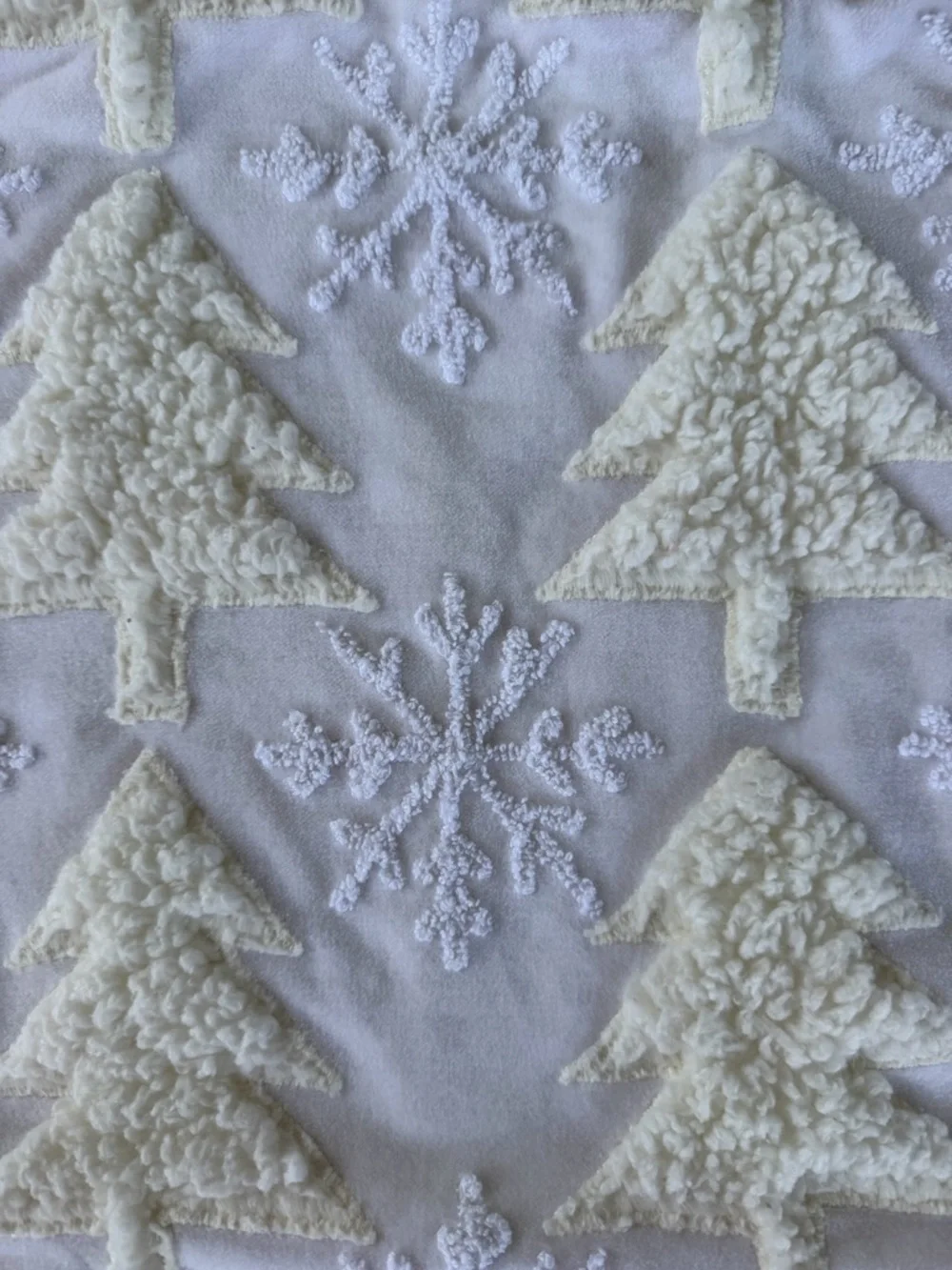 Pottery Barn Winter Tree Snowflake Sherpa Velvet Pillow Cover Cream 22x22